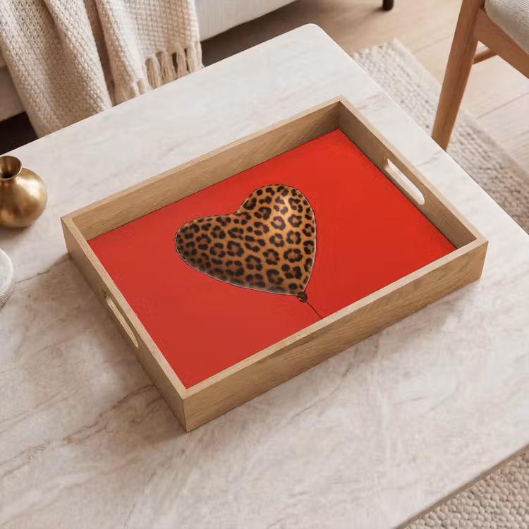 Plateau - Ballon - En forme de cœur - Rouge - Motif panthère — 2