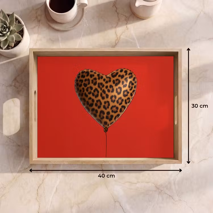 Plateau - Ballon - En forme de cœur - Rouge - Motif panthère — 7
