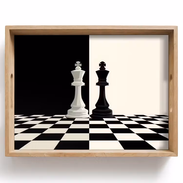 Plateau - Pièces d'échecs - Roi - Bloqué - Noir — 1