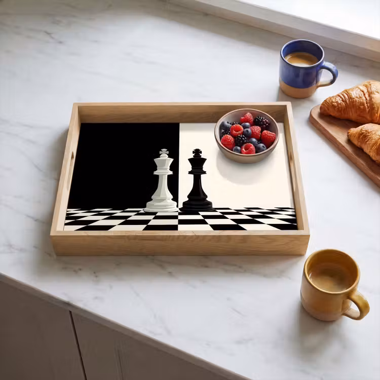 Plateau - Pièces d'échecs - Roi - Bloqué - Noir — 3
