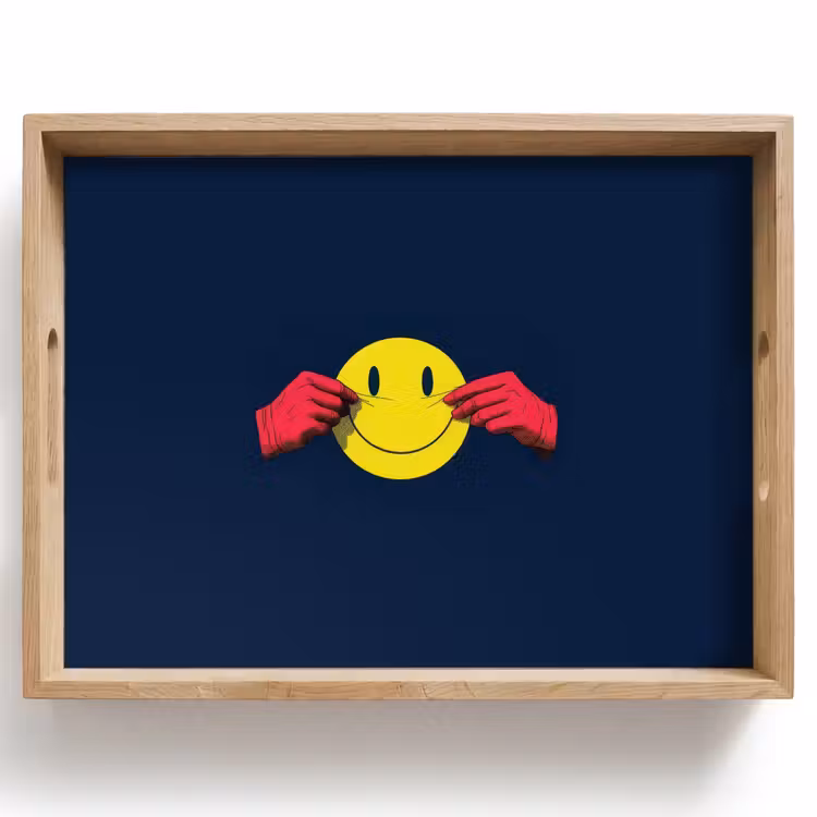 Plateau - Smiley - Jaune - Mains - Minimaliste — 1