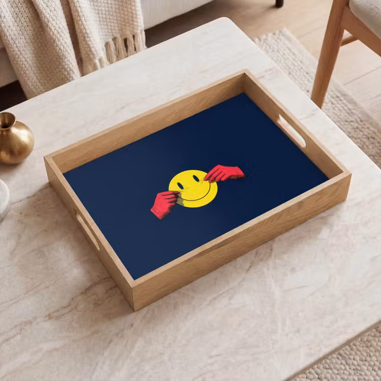 Plateau - Smiley - Jaune - Mains - Minimaliste — 2