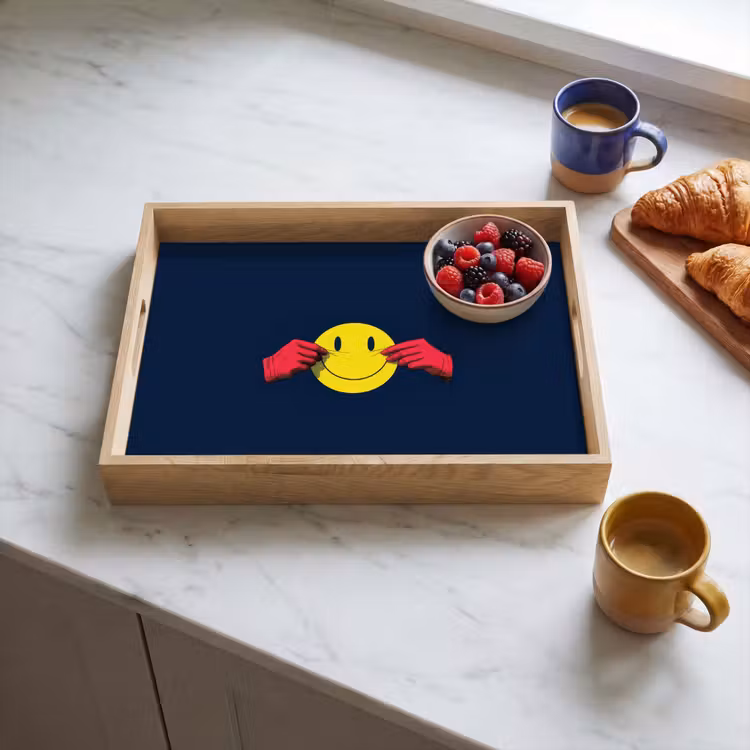 Plateau - Smiley - Jaune - Mains - Minimaliste — 3