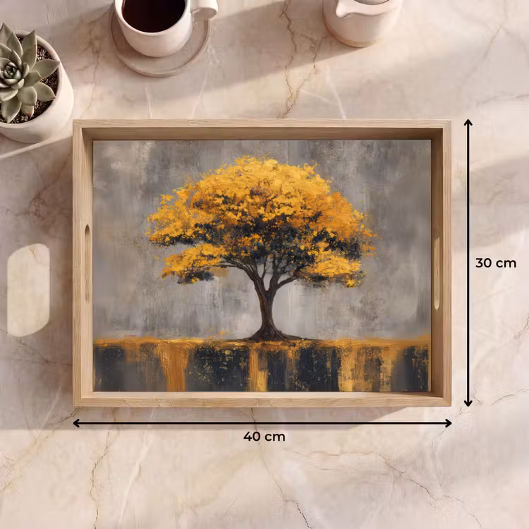 Plateau - Arbre - Feuilles - Or - Abstrait — 7
