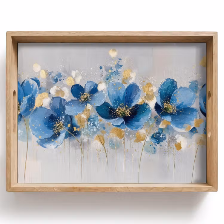 Plateau - Fleurs - Bleu - Abstrait — 1