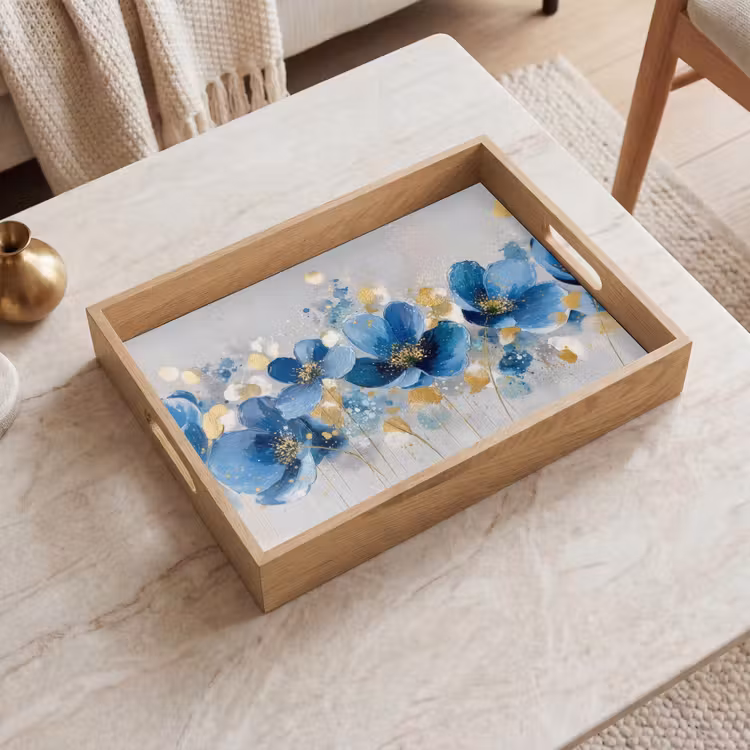 Plateau - Fleurs - Bleu - Abstrait — 2
