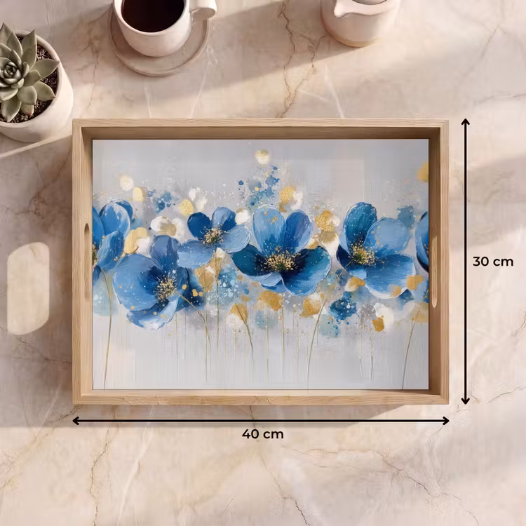Plateau - Fleurs - Bleu - Abstrait — 7
