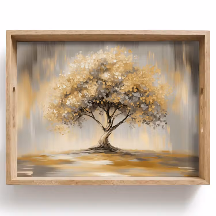 Plateau - Peinture - Arbre - Abstrait - Feuilles — 1