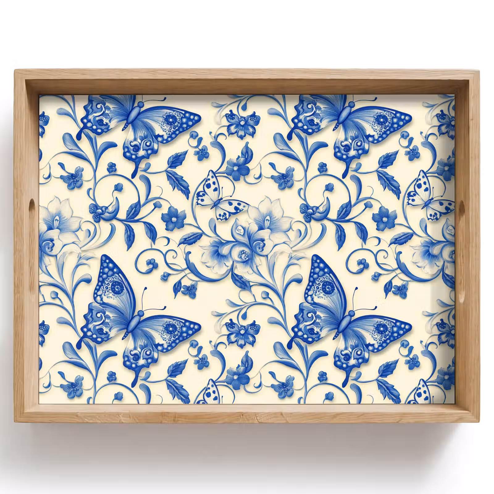 Plateau - Papillons - Fleurs - Bleu - Botanique — 1