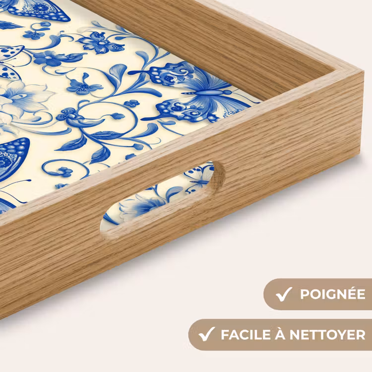 Plateau - Papillons - Fleurs - Bleu - Botanique — 8