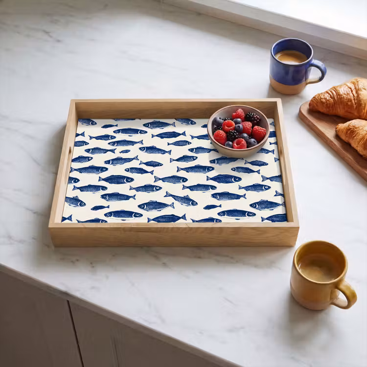 Plateau - Poisson - Motif - Bleu - Blanc — 3