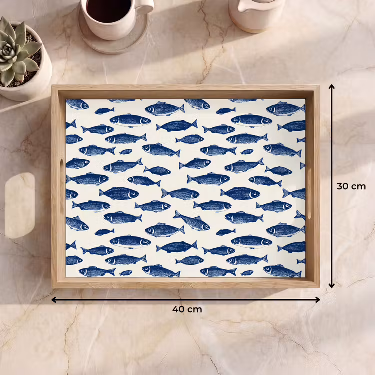 Plateau - Poisson - Motif - Bleu - Blanc — 7
