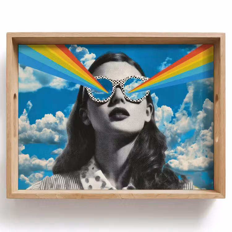 Plateau - Femme - Lunettes - Arc-en-ciel - Nuages — 1