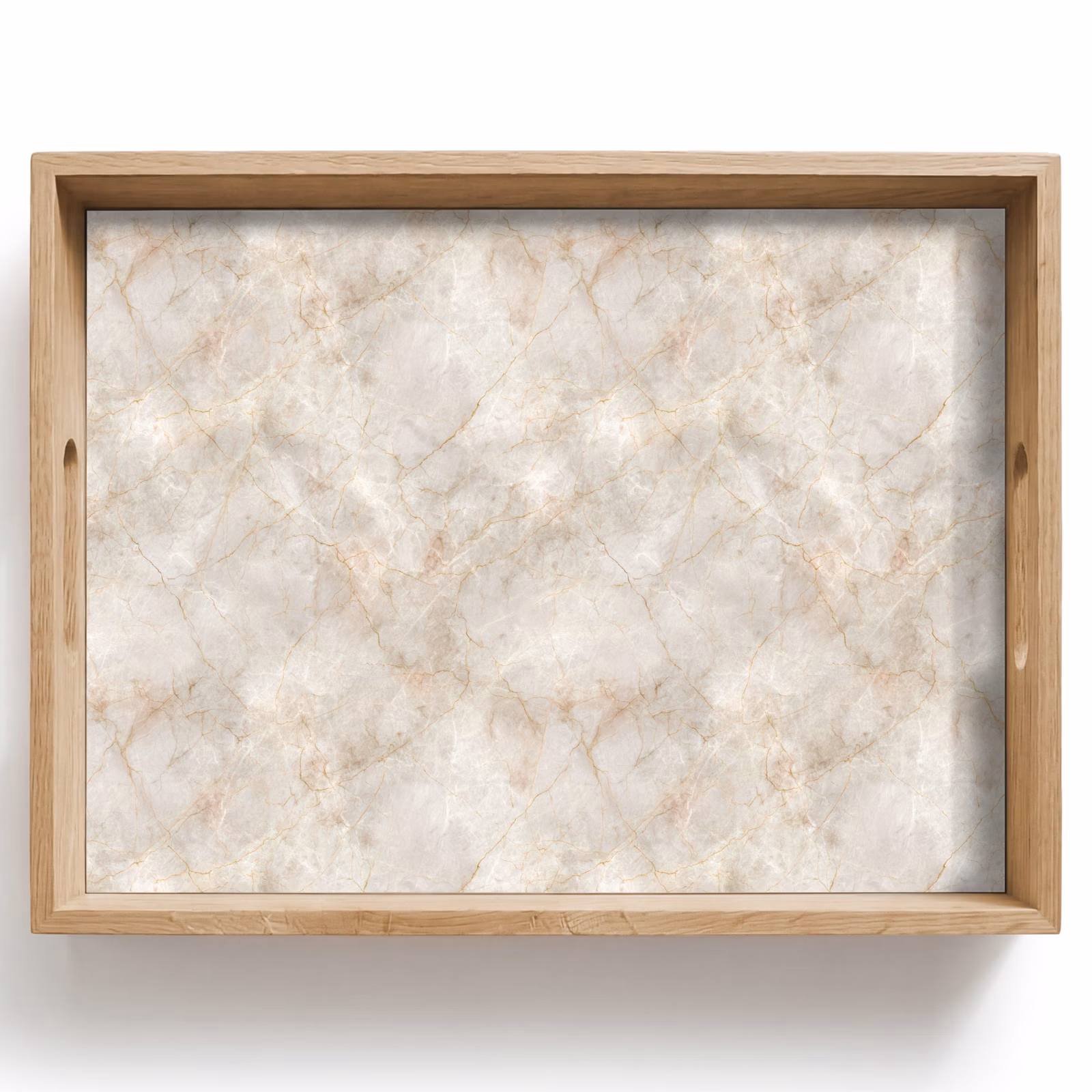 Plateau - Beige clair - Veines brun doré - Marbre — 1