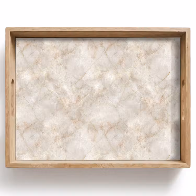 Plateau - Beige clair - Veines brun doré - Marbre — 1