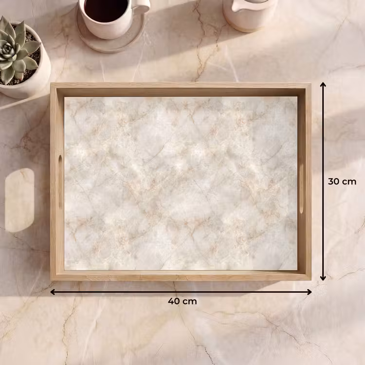 Plateau - Beige clair - Veines brun doré - Marbre — 7