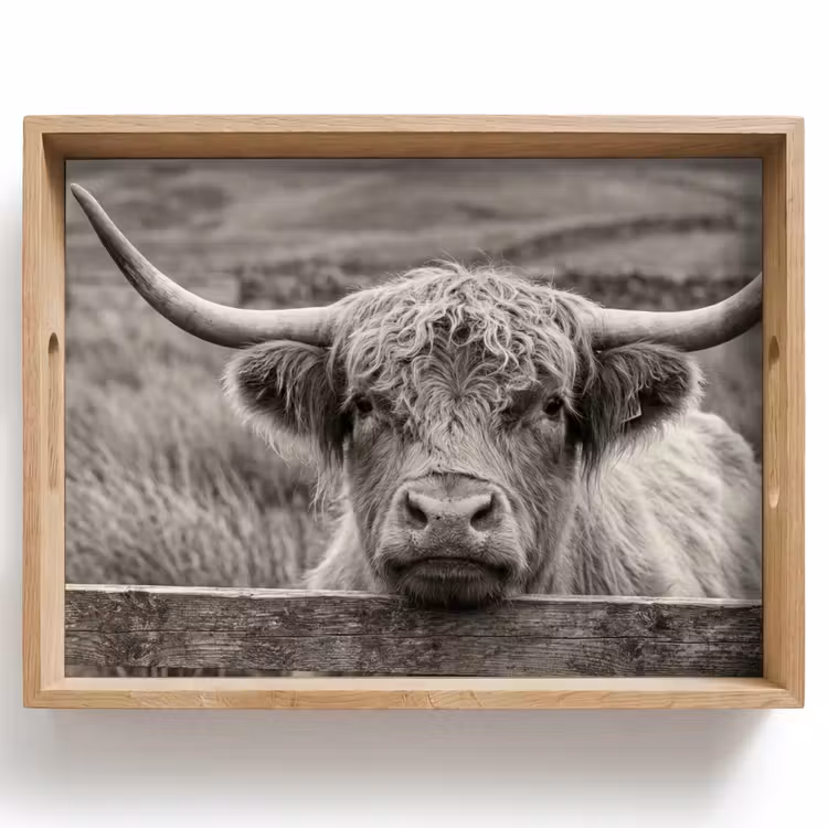 Plateau - Highlander écossais - Noir - Blanc - Bois — 1
