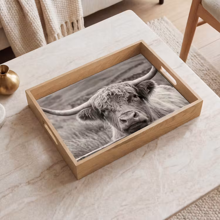 Plateau - Highlander écossais - Noir - Blanc - Bois — 2