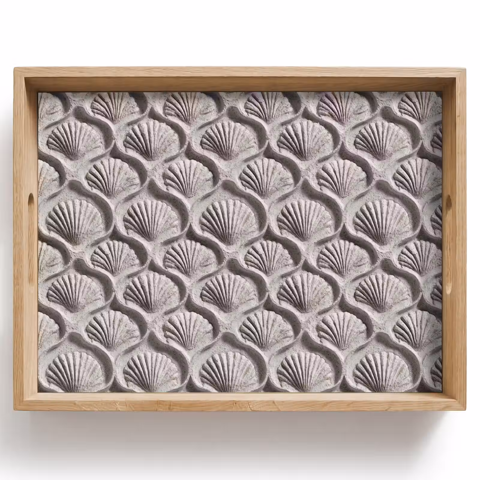 Plateau - Sable - Forme de coquillage - Gris — 1