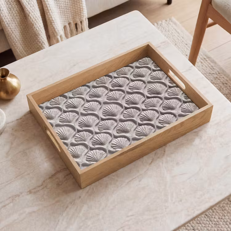 Plateau - Sable - Forme de coquillage - Gris — 2