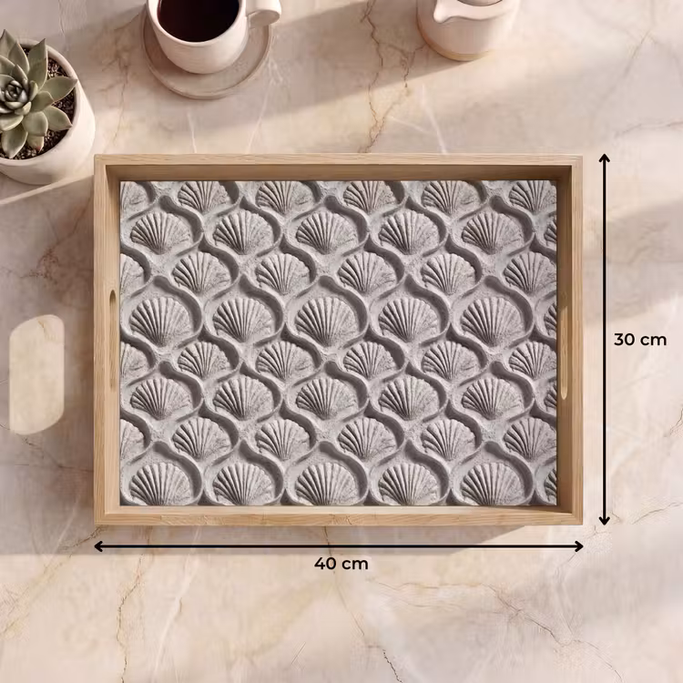 Plateau - Sable - Forme de coquillage - Gris — 7