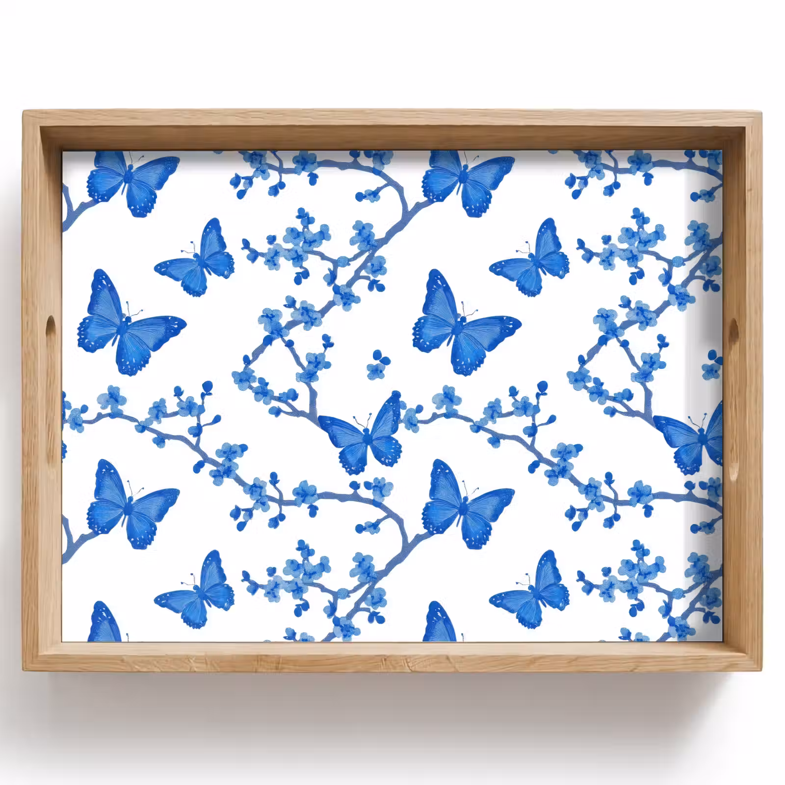 Plateau - Papillon - Fleurs - Bleu — 1