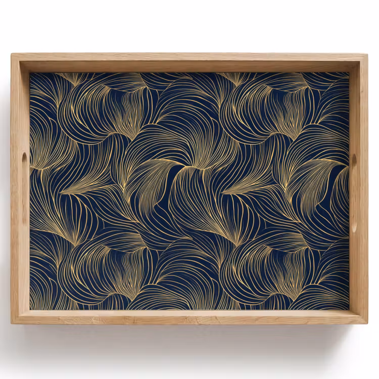 Plateau - Abstrait - Lignes - Bleu - Or — 1