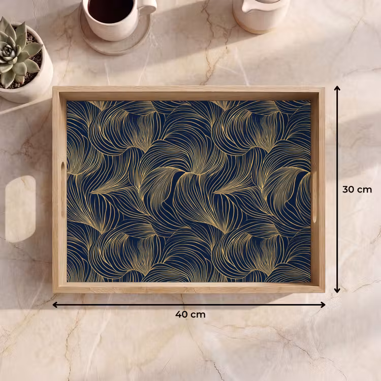 Plateau - Abstrait - Lignes - Bleu - Or — 7