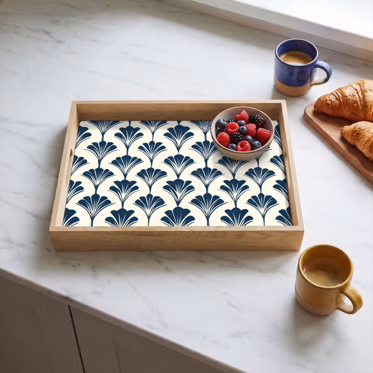 Plateau - Classique - Motif - Bleu — 3