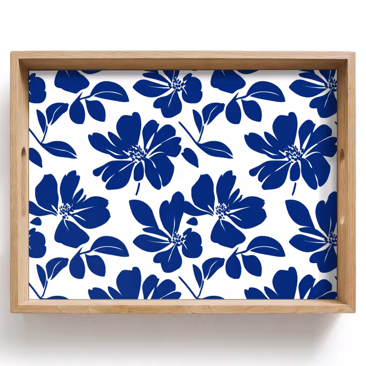 Plateau - Floral - Moderne - Bleu — 1