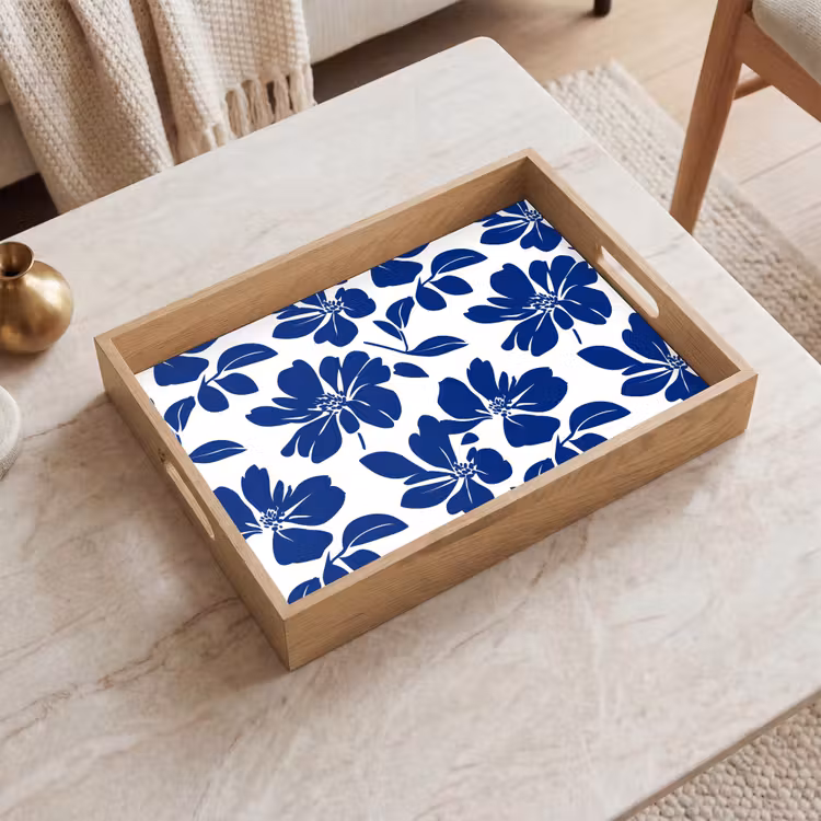 Plateau - Floral - Moderne - Bleu — 2