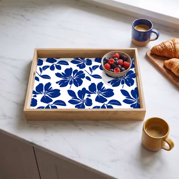 Plateau - Floral - Moderne - Bleu — 3