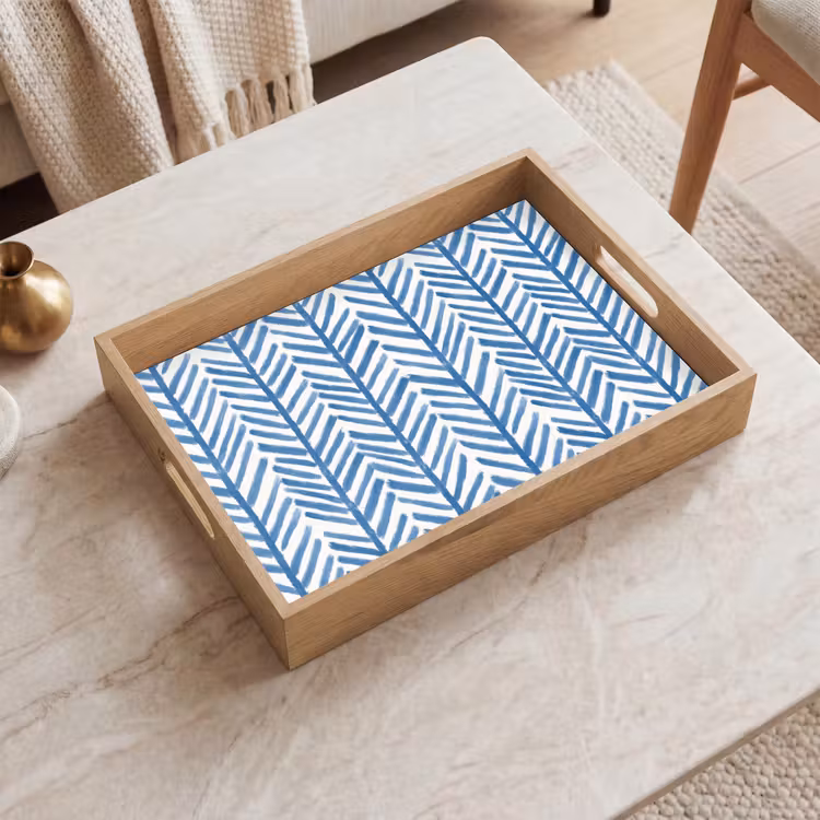 Plateau - Motif - Rayures - Bleu — 2