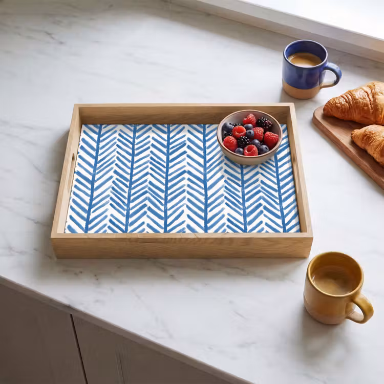 Plateau - Motif - Rayures - Bleu — 3