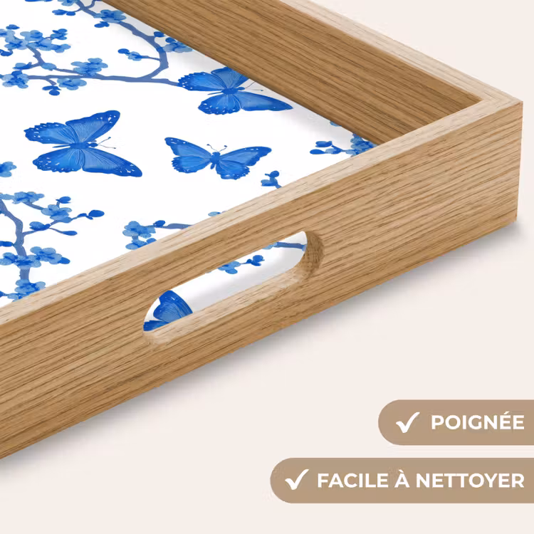 Plateau - Papillon - Fleurs - Bleu — 8