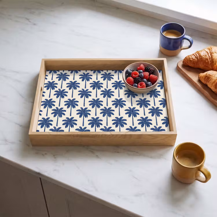 Plateau - Symétrique - Palmier - Bleu — 3