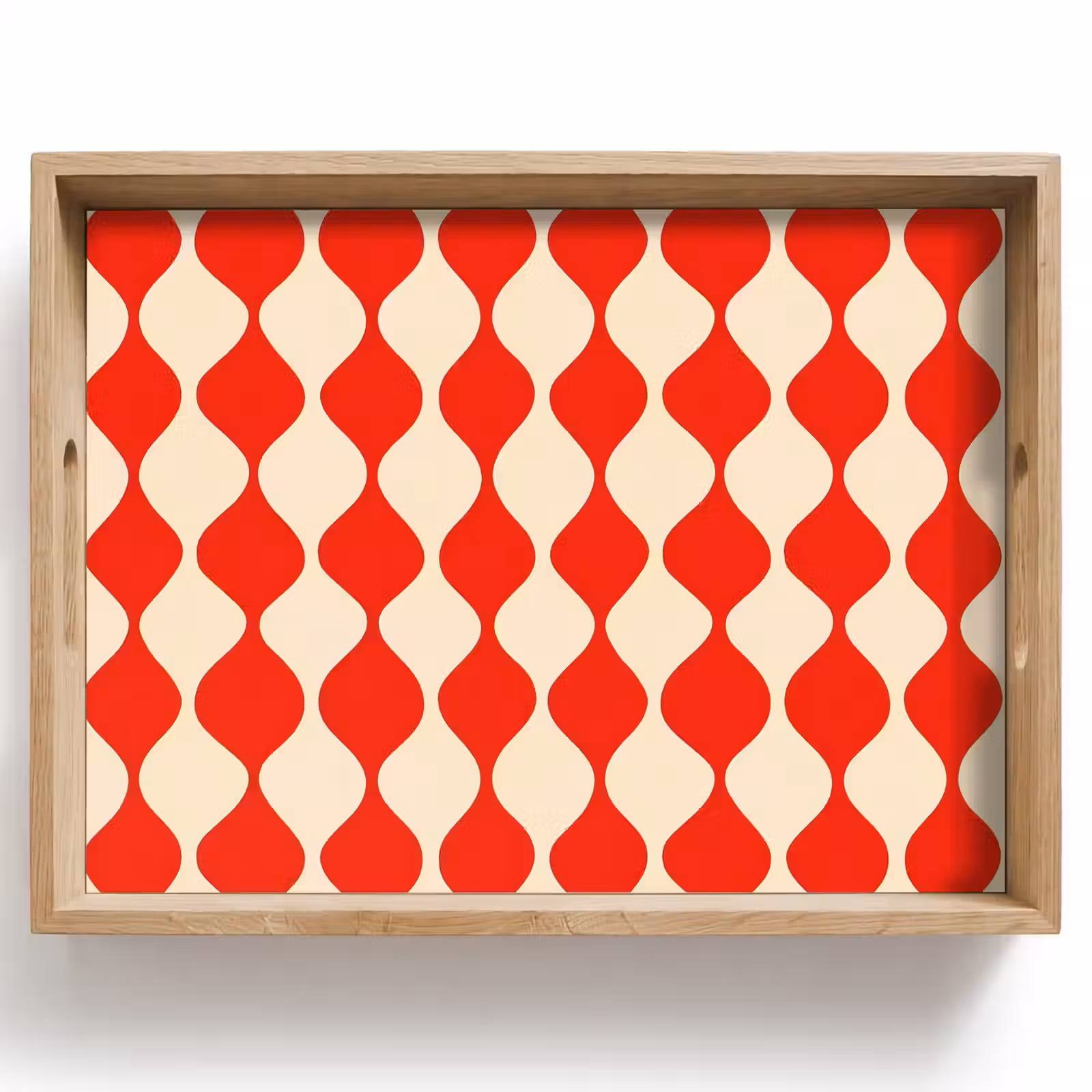 Plateau - Motif ondulé - Rétro - Rouge - Beige — 1