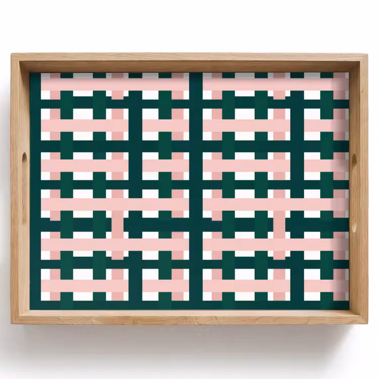Plateau - Motif tressé - Vert - Rose - Graphique — 1