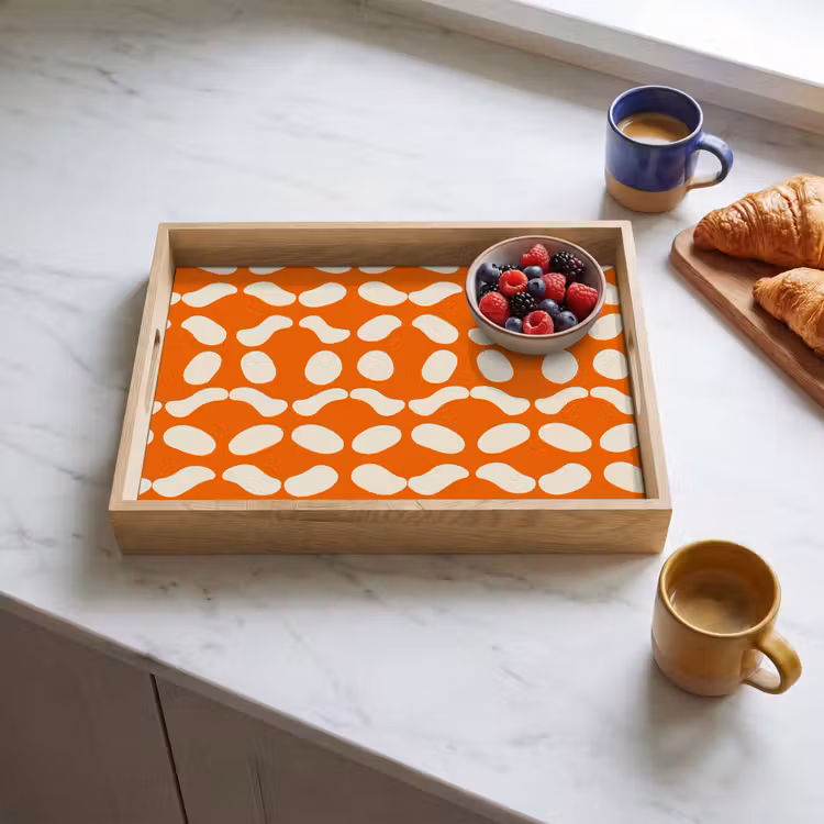 Plateau - Orange - Formes organiques - Blanc — 3