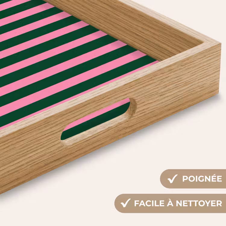 Plateau - Rayures verticales - Vert - Rose — 8