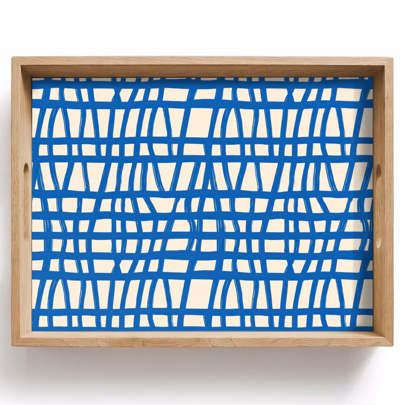 Plateau - Motif à carreaux - Bleu - Crème — 1