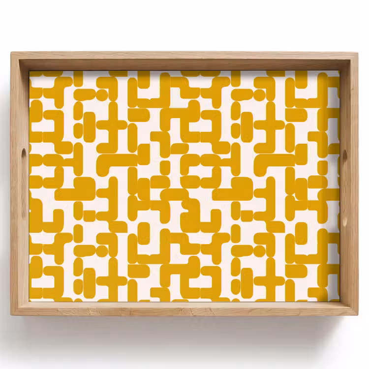 Plateau - Jaune - Beige - Motif — 1