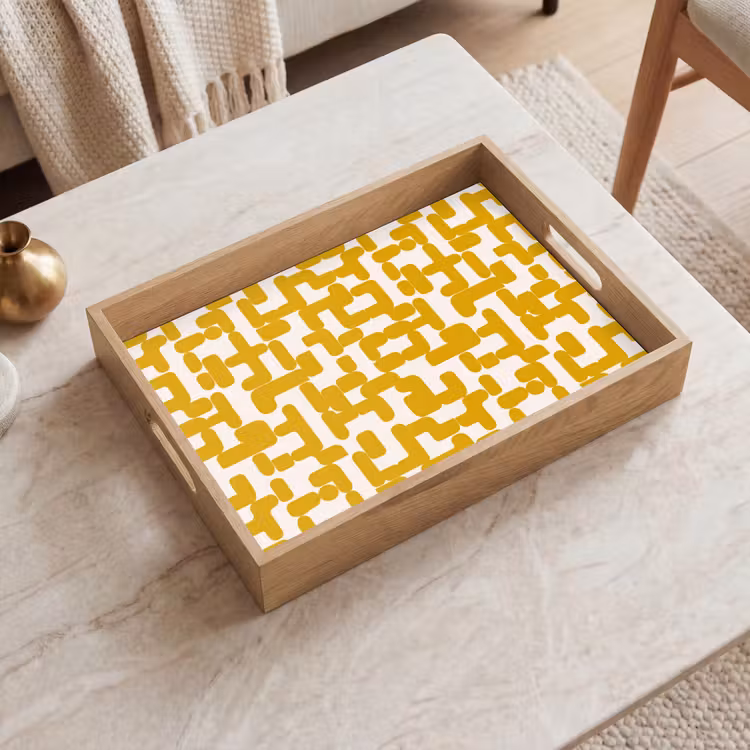 Plateau - Jaune - Beige - Motif — 2