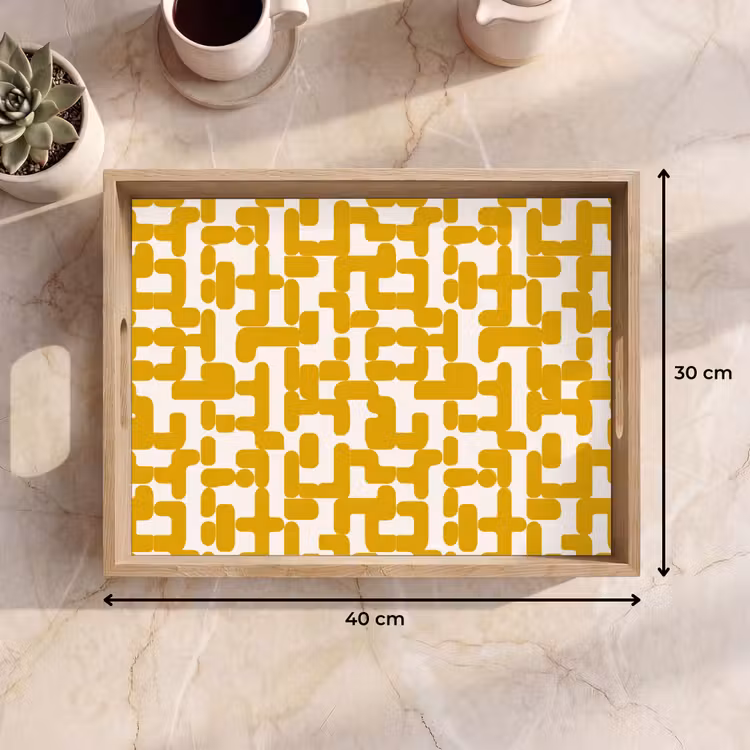 Plateau - Jaune - Beige - Motif — 7