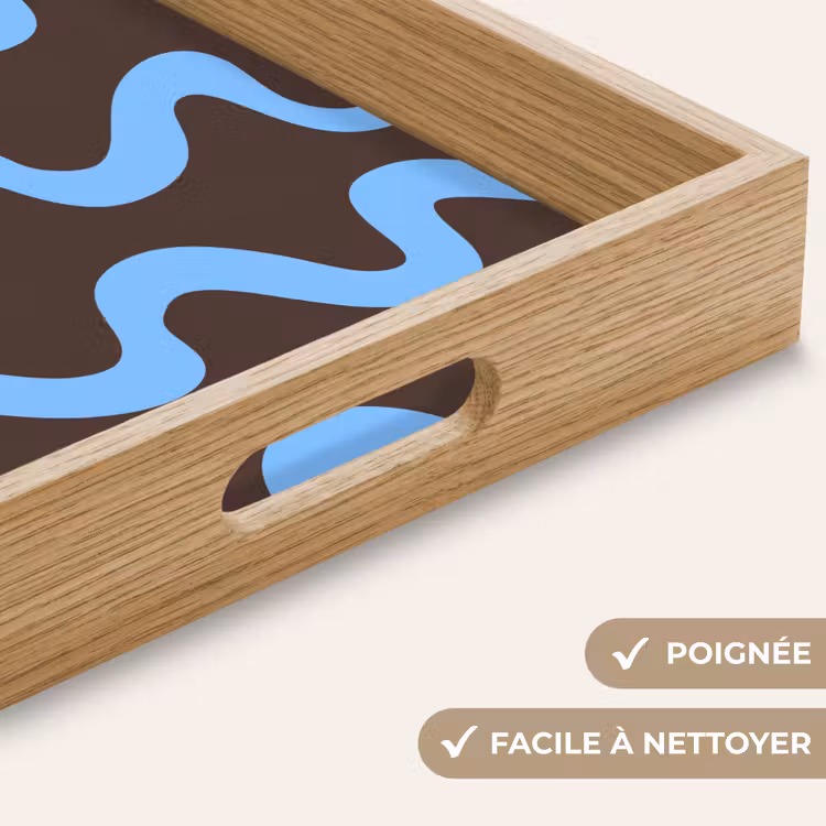 Plateau - Lignes sinueuses - Bleu - Marron - Minimaliste — 8