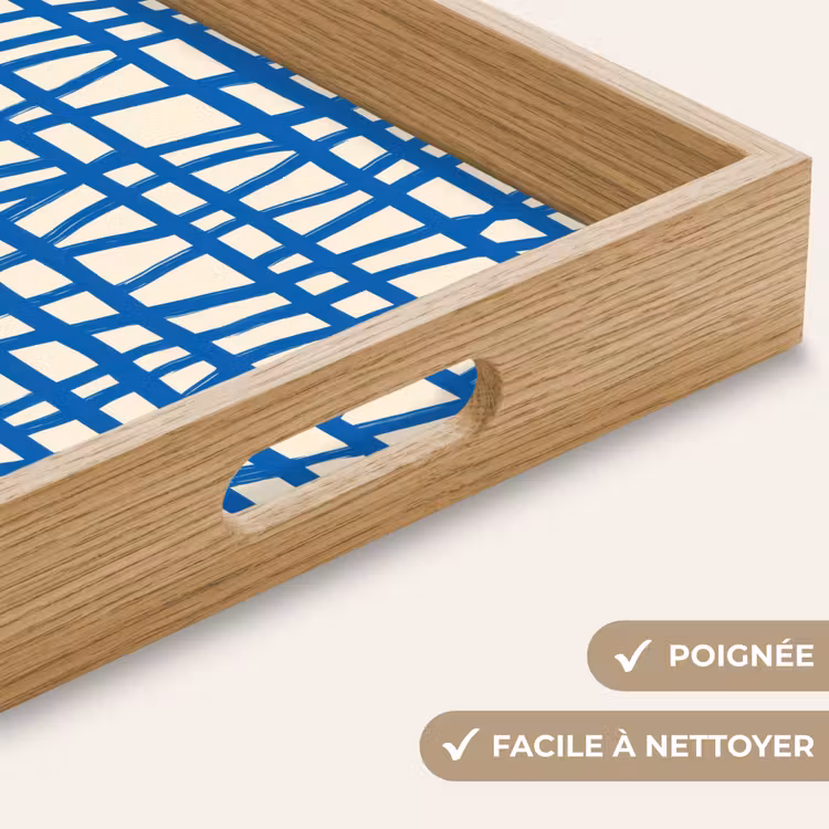 Plateau - Motif à carreaux - Bleu - Crème — 8