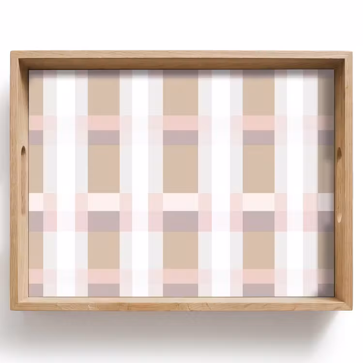 Plateau - Motif en damier - Tons de terre - Minimaliste — 1