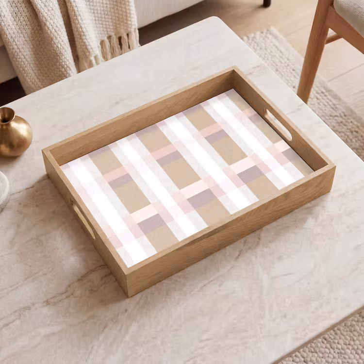 Plateau - Motif en damier - Tons de terre - Minimaliste — 2