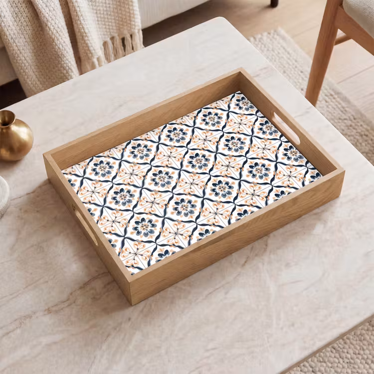 Plateau - Forme de feuille - Motif - Coloré — 2