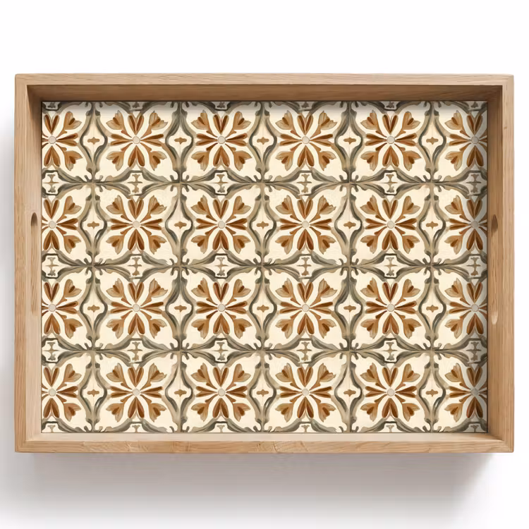 Plateau - Carreau ornemental - Motif - Marron — 1